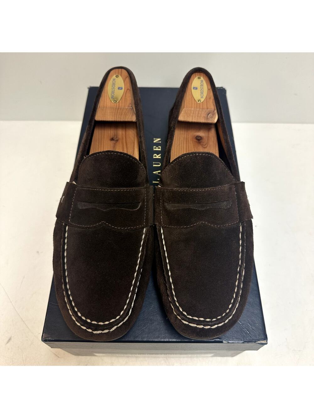 EUC Ralph Lauren Purple Label Hayward Dark Brown Suede Driver Made in Italy 10 D